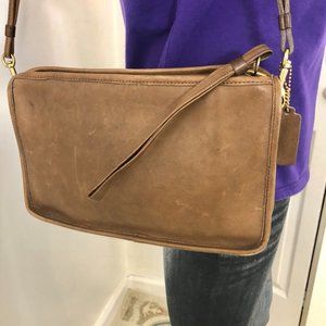 Vintage Coach Taupe thick leather from 60'S Bonnie Cashin Cross body Wristlet